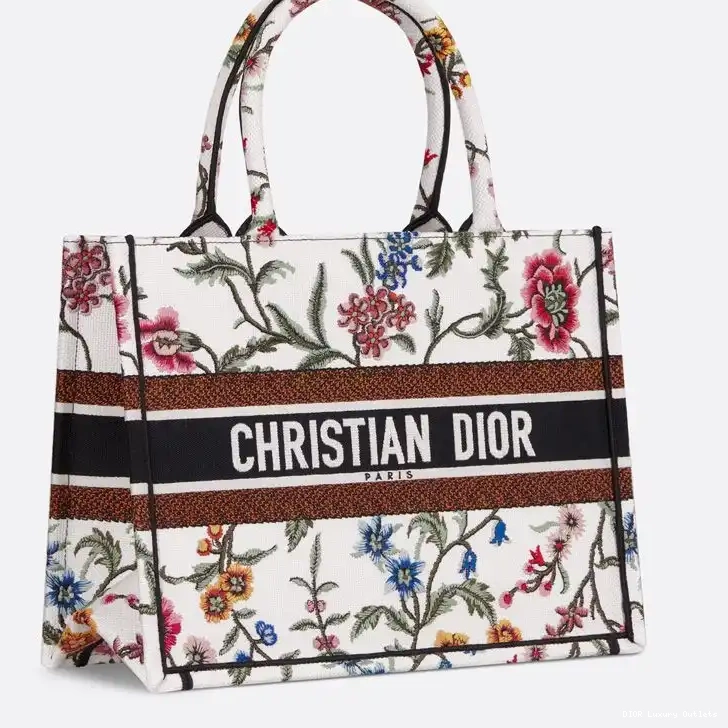 Cheap Motif Book Petites White Tote Dior Fleurs Canvas 0510 Luxury